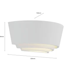 Lindby Gipsvegglampe Azriel, hvit halvrund, tre trinn| Design- Og Hotellbelysning|Vegglamper