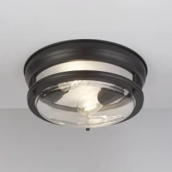 Searchlight Glasgow taklampe med glasskjerm, IP44 svart Online