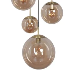 Steinhauer Glass-hengelampe Glasbol, messing, 5 lyskilder| Pendellamper