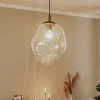 TK Lighting Glass-hengelampe Sol, Ø 35cm svart/klar| Pendellamper