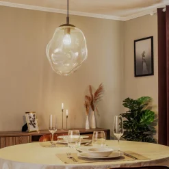 TK Lighting Glass-hengelampe Sol, Ø 35cm svart/klar| Pendellamper