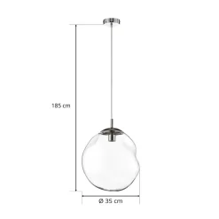 TK Lighting Glass-hengelampe Sol, Ø 35cm svart/klar| Pendellamper