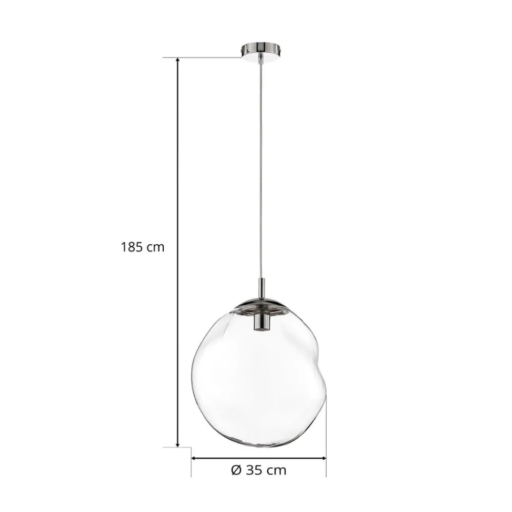 TK Lighting Glass-hengelampe Sol, Ø 35cm svart/klar| Pendellamper