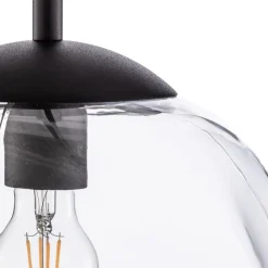 TK Lighting Glass-hengelampe Sol, Ø 35cm svart/klar| Pendellamper
