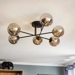 EMIBIG LIGHTING Glassy taklampe, svart, grafitt, glass, 6 lyskilder, E14| Design- Og Hotellbelysning|Taklamper