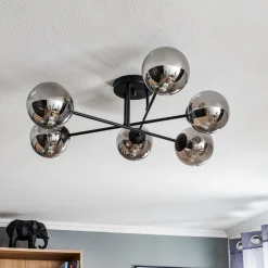 EMIBIG LIGHTING Glassy taklampe, svart, grafitt, glass, 6 lyskilder, E14| Design- Og Hotellbelysning|Taklamper