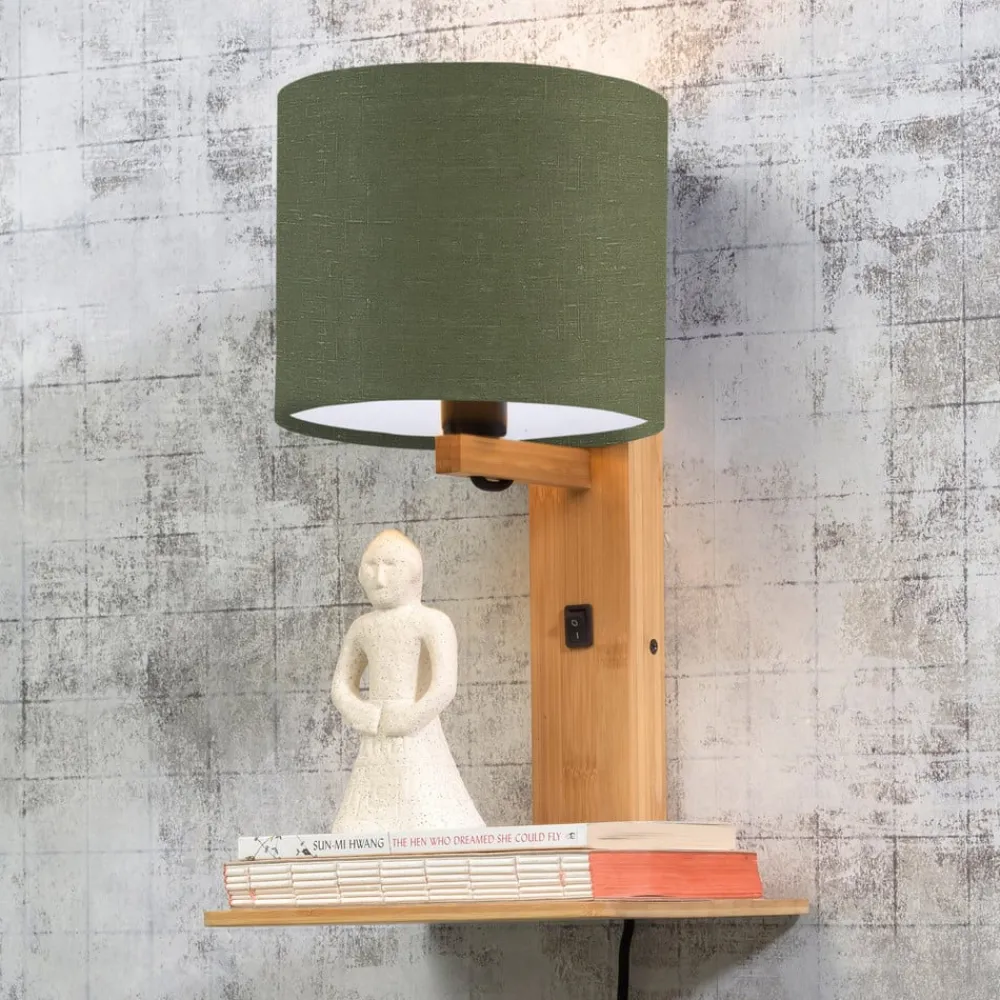 Good & Mojo Andes vegglampe med hylle, grønn/natur| Vegglamper
