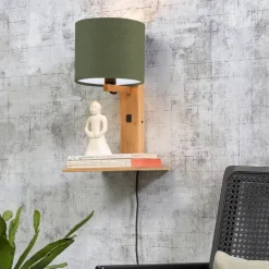 Good & Mojo Andes vegglampe med hylle, grønn/natur| Vegglamper