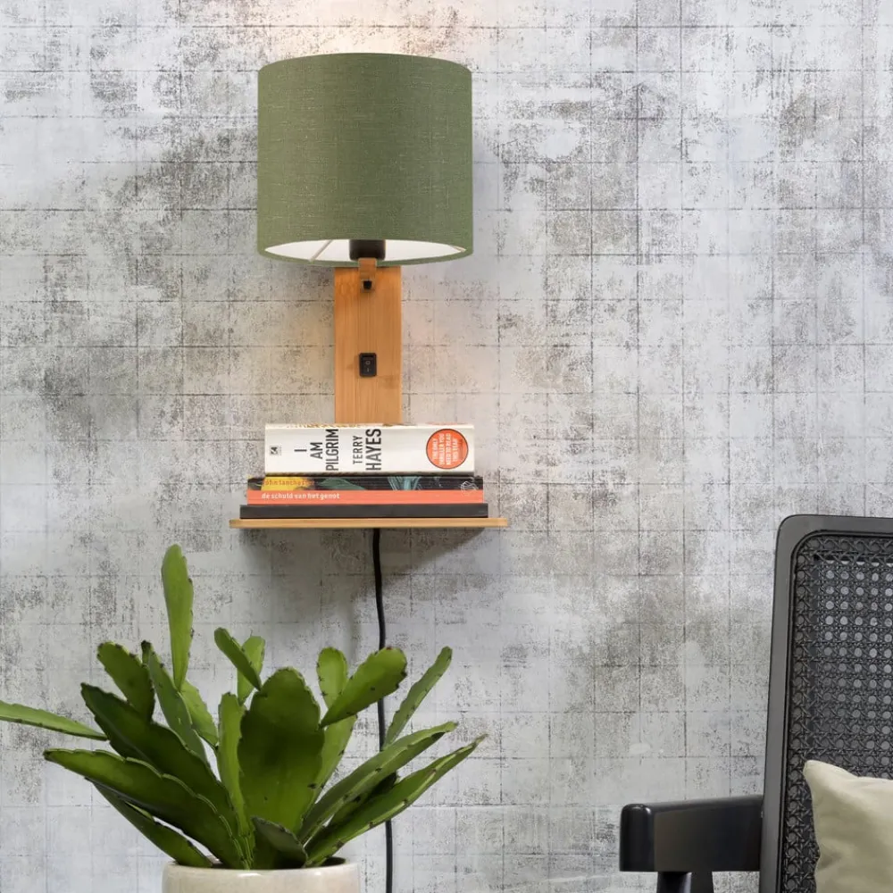 Good & Mojo Andes vegglampe med hylle, grønn/natur| Vegglamper