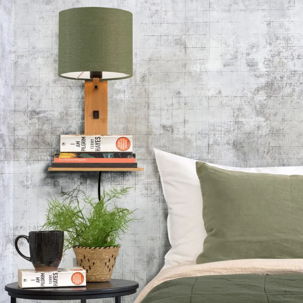 Good & Mojo Andes vegglampe med hylle, grønn/natur| Vegglamper