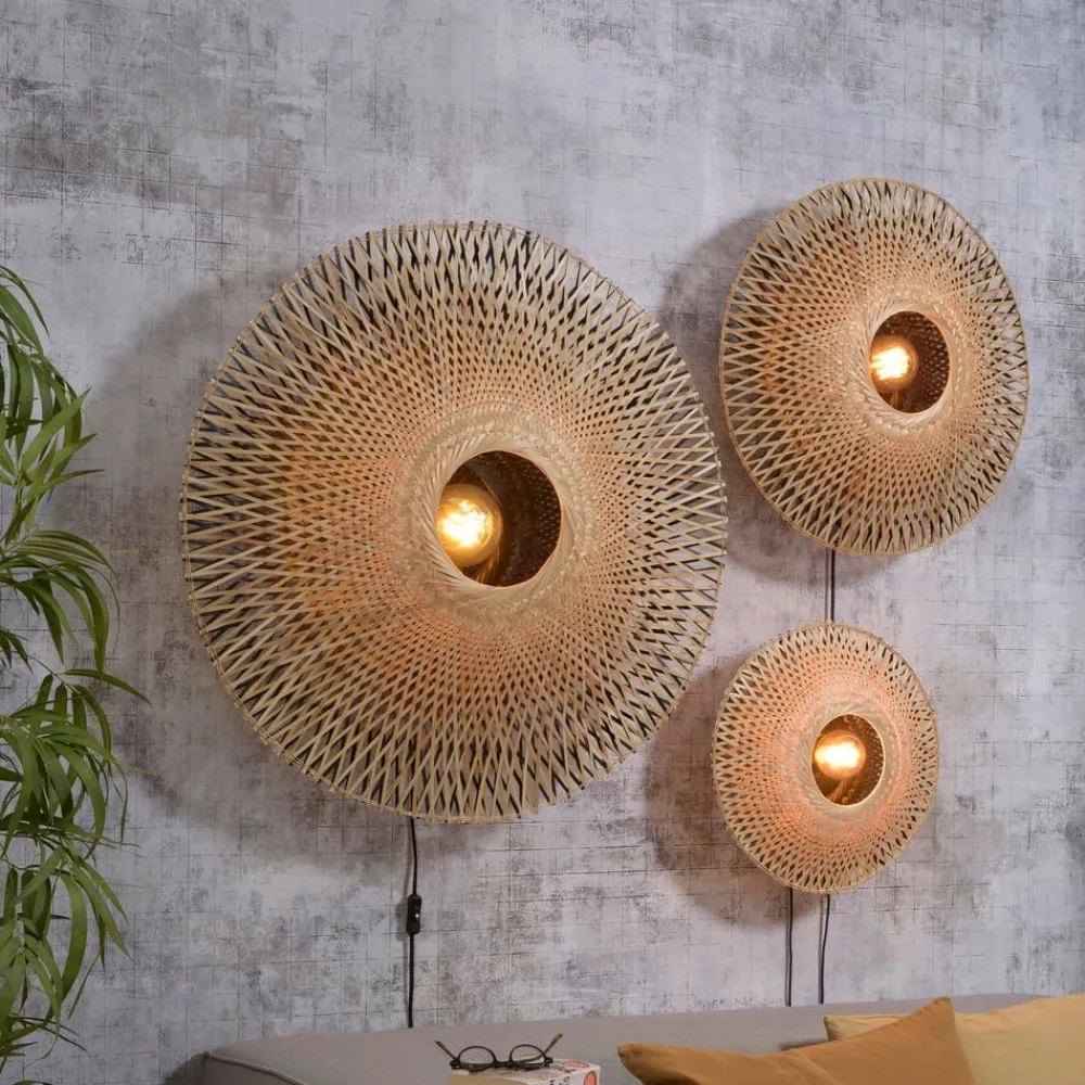 Good & Mojo Kalimantan vegg, natur/svart, Ø 44cm| Vegglamper