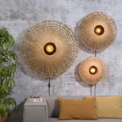 Good & Mojo Kalimantan vegg, natur/svart, Ø 44cm| Vegglamper