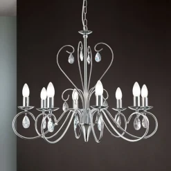 ORION Grasiøs FIORETTO lysekrone i krom med åtte lys New