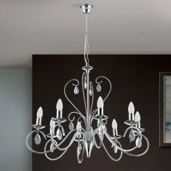 ORION Grasiøs FIORETTO lysekrone i krom med åtte lys New