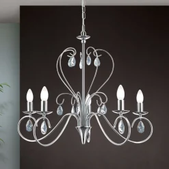 ORION Grasiøs FIORETTO lysekrone i krom med fem lys Best