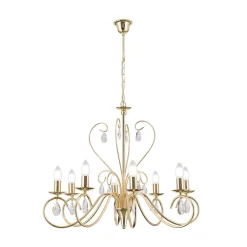 ORION Grasiøs FIORETTO lysekrone i gull med åtte lys| Lysekroner