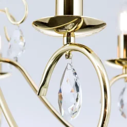 ORION Grasiøs FIORETTO lysekrone i gull med fem lys| Lysekroner