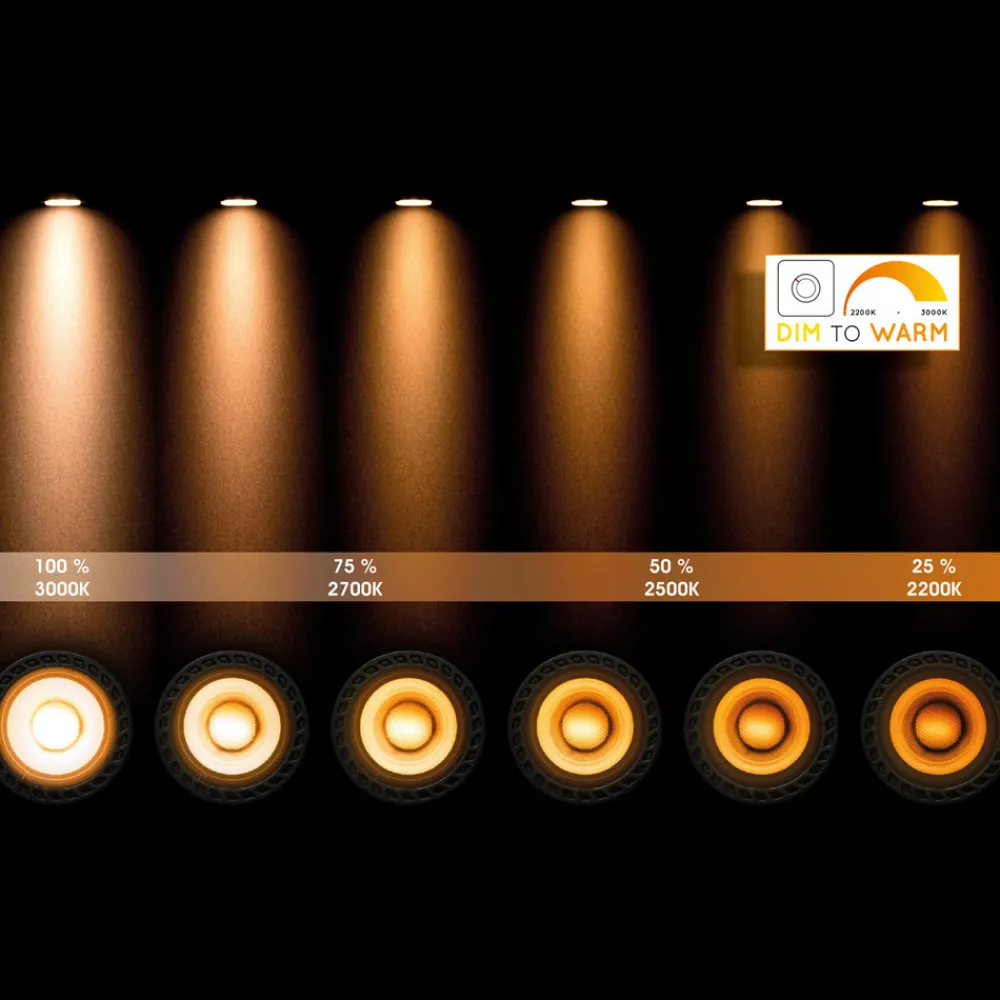 Lucide GU10 LED-reflektor 12W 3 000 K dim to warm, svart Hot