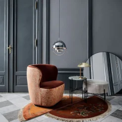 GUBI 5321 bordlampe med rottingstav, messing| Bordlamper