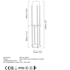 Opviq Gulvlampe 8125, svart/hvit, metall/canvas, høyde 130 cm Sale