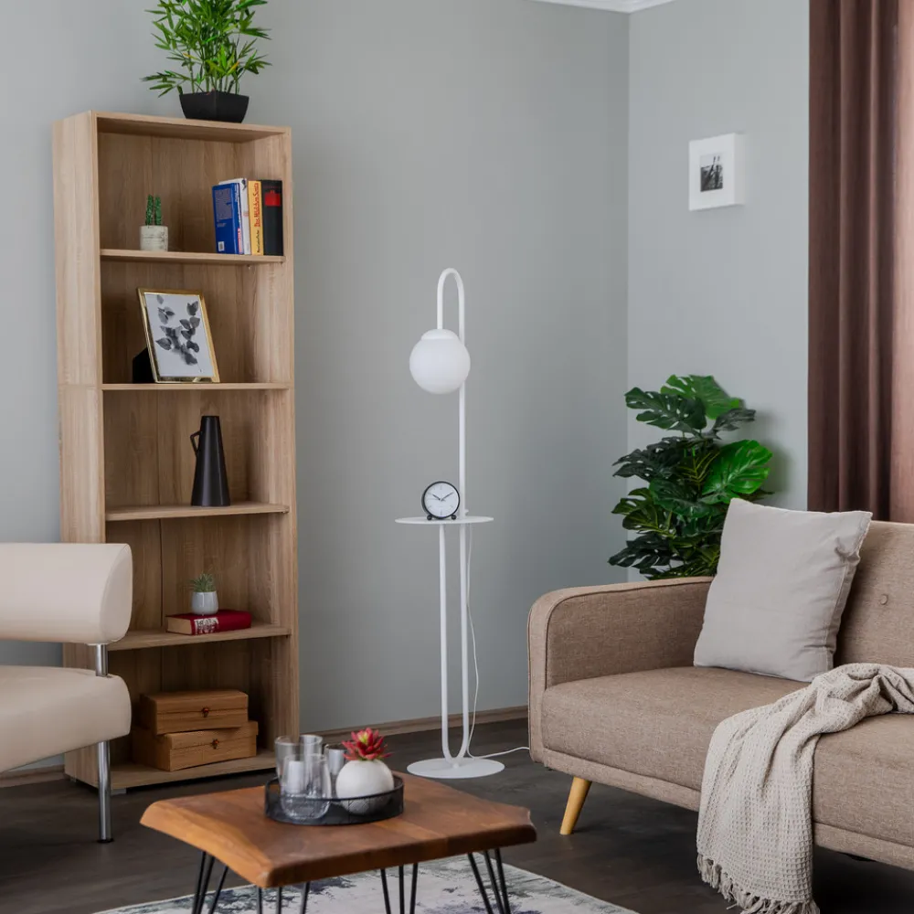 EMIBIG LIGHTING Gulvlampe Bari, hvit, metall, glass Hot