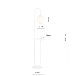 EMIBIG LIGHTING Gulvlampe Bari, hvit, metall, glass Hot