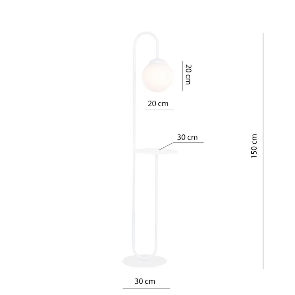 EMIBIG LIGHTING Gulvlampe Bari, hvit, metall, glass Hot