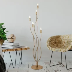 Opviq Gulvlampe Bonibon 13237 gullfarget metall Høyde 160 cm 5 lyskilder Best