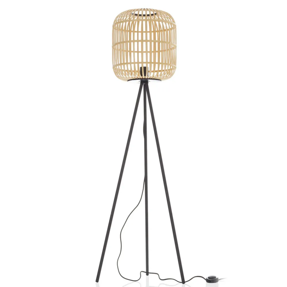 EGLO Gulvlampe Bordesley trebein med treskjerm Discount