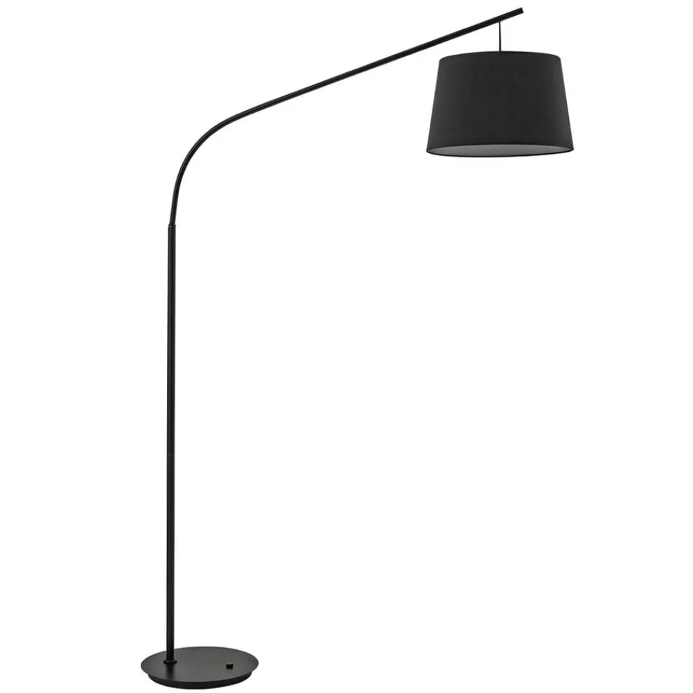 Ideallux Gulvlampe Daddy med tekstilskjerm, svart