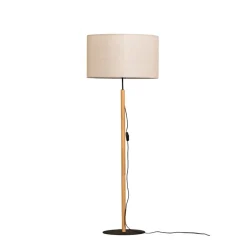 TK Lighting Gulvlampe Deva Nature, tekstil, tre| Gulvlamper