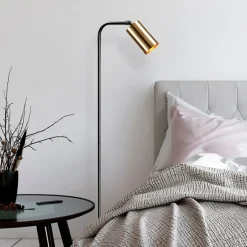 Opviq Gulvlampe Emek 4081, svart, skjerm i antikt gull Hot