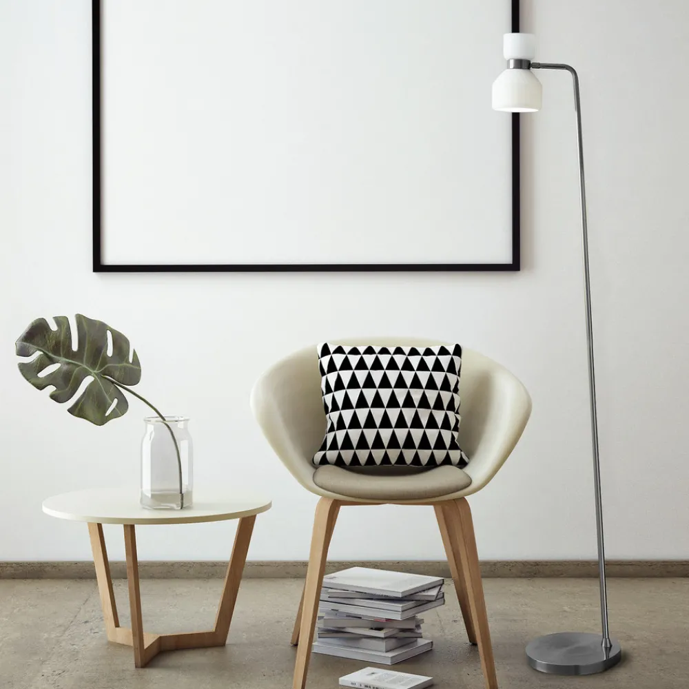 miloox by Sforzin Gulvlampe Fifty, stålfarget, opalhvit glass, justerbar Outlet