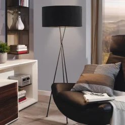 EGLO Gulvlampe Fondachelli med svart skjerm| Gulvlamper