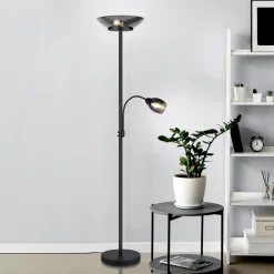 Reality Leuchten Gulvlampe Gerry, svart matt, metall, høyde 180 cm| Gulvlamper