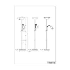 Reality Leuchten Gulvlampe Gerry, svart matt, metall, høyde 180 cm| Gulvlamper