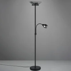 Reality Leuchten Gulvlampe Gerry, svart matt, metall, høyde 180 cm| Gulvlamper