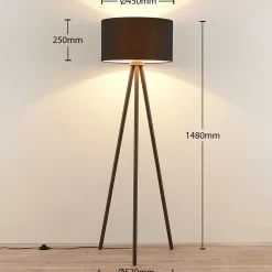 Lindby Gulvlampe i tekstil Majken – mørkegrå/svart| Gulvlamper