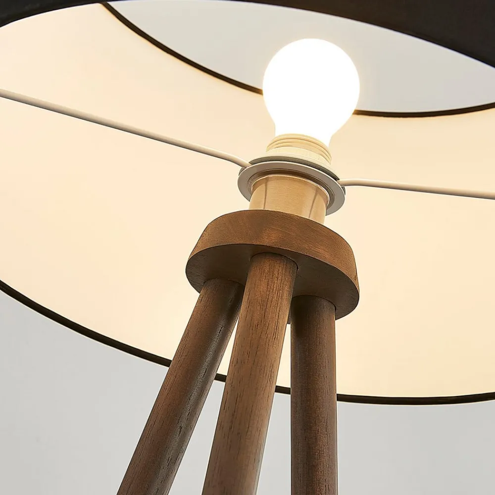 Lindby Gulvlampe i tekstil Majken – mørkegrå/svart| Gulvlamper