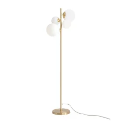 ALDEX Gulvlampe Joel, messing/hvit, 4 lyskilder Discount