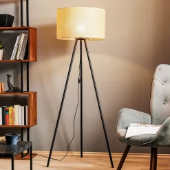 TK Lighting Gulvlampe Juta med trebensstativ| Gulvlamper