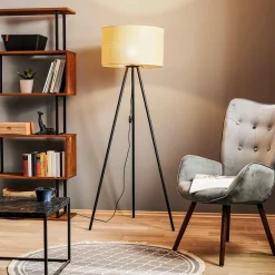TK Lighting Gulvlampe Juta med trebensstativ| Gulvlamper