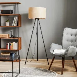 TK Lighting Gulvlampe Juta med trebensstativ| Gulvlamper