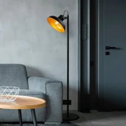 Opviq Gulvlampe Lik 4036, vippbar skjerm, svart/gull| Gulvlamper