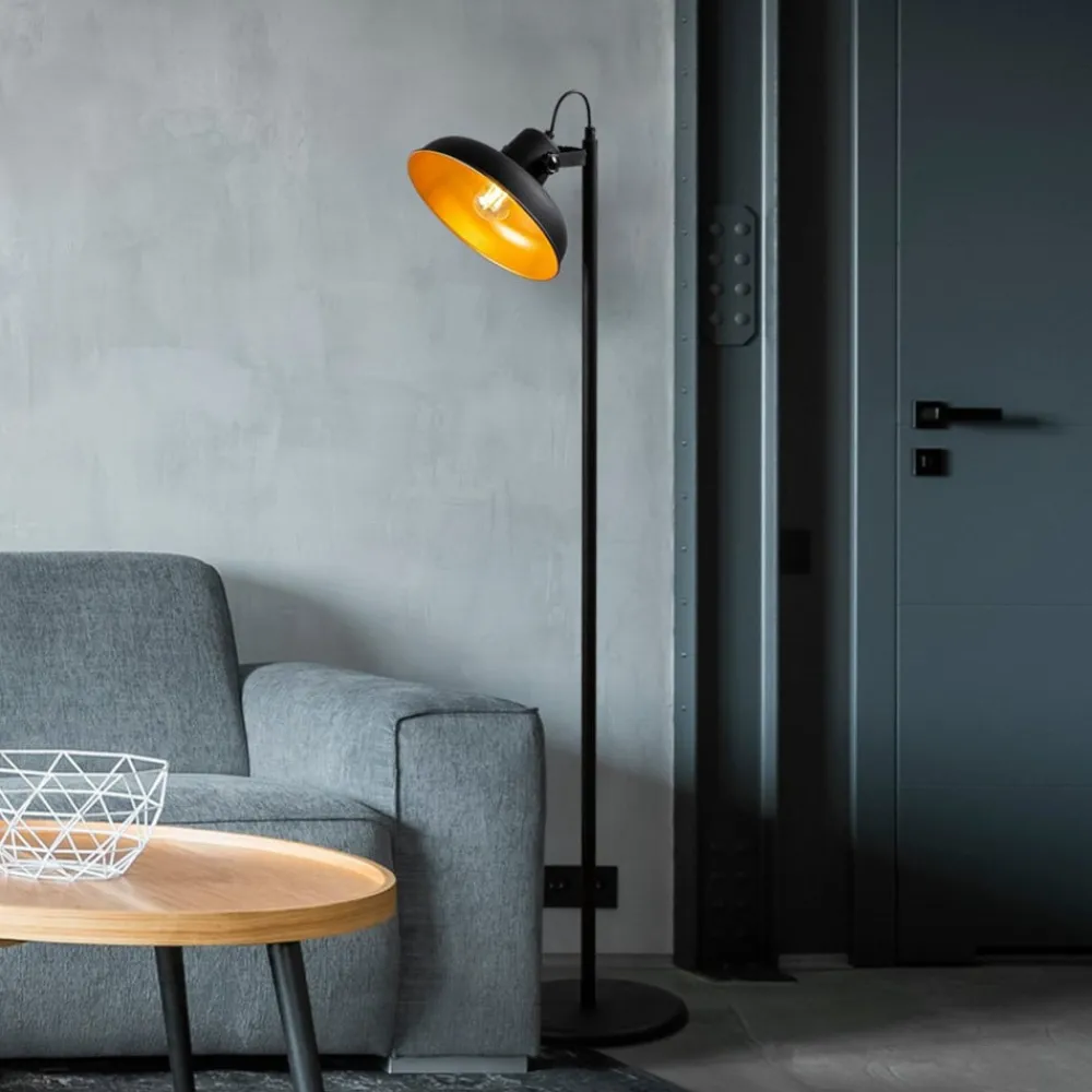 Opviq Gulvlampe Lik 4036, vippbar skjerm, svart/gull| Gulvlamper