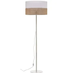 TK Lighting Gulvlampe Linobianco, skjerm i stoff og jute Online