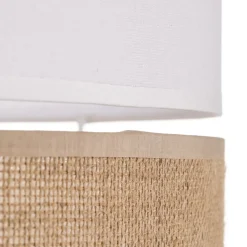 TK Lighting Gulvlampe Linobianco, skjerm i stoff og jute Online