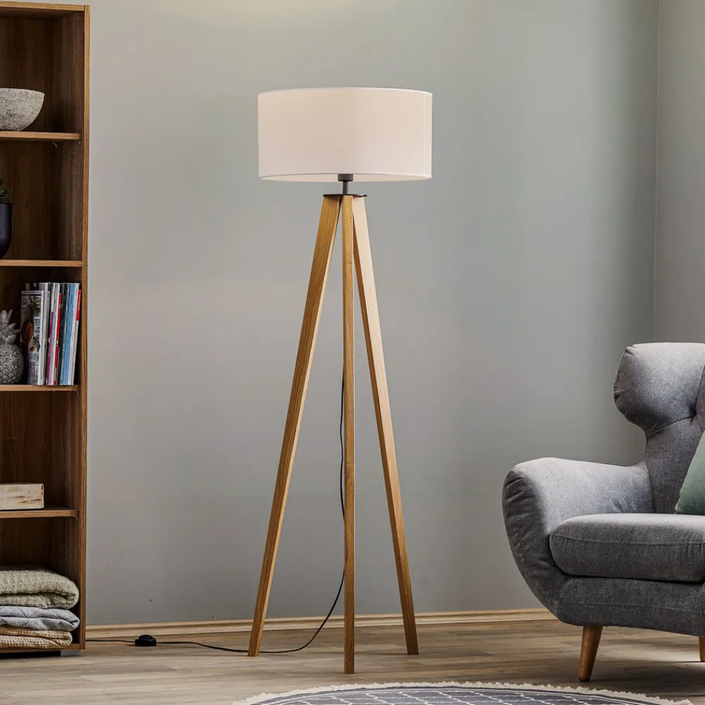 BRITOP Gulvlampe Maira, treben, eik oljet, hvit New