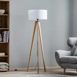 BRITOP Gulvlampe Maira, treben, eik oljet, hvit New