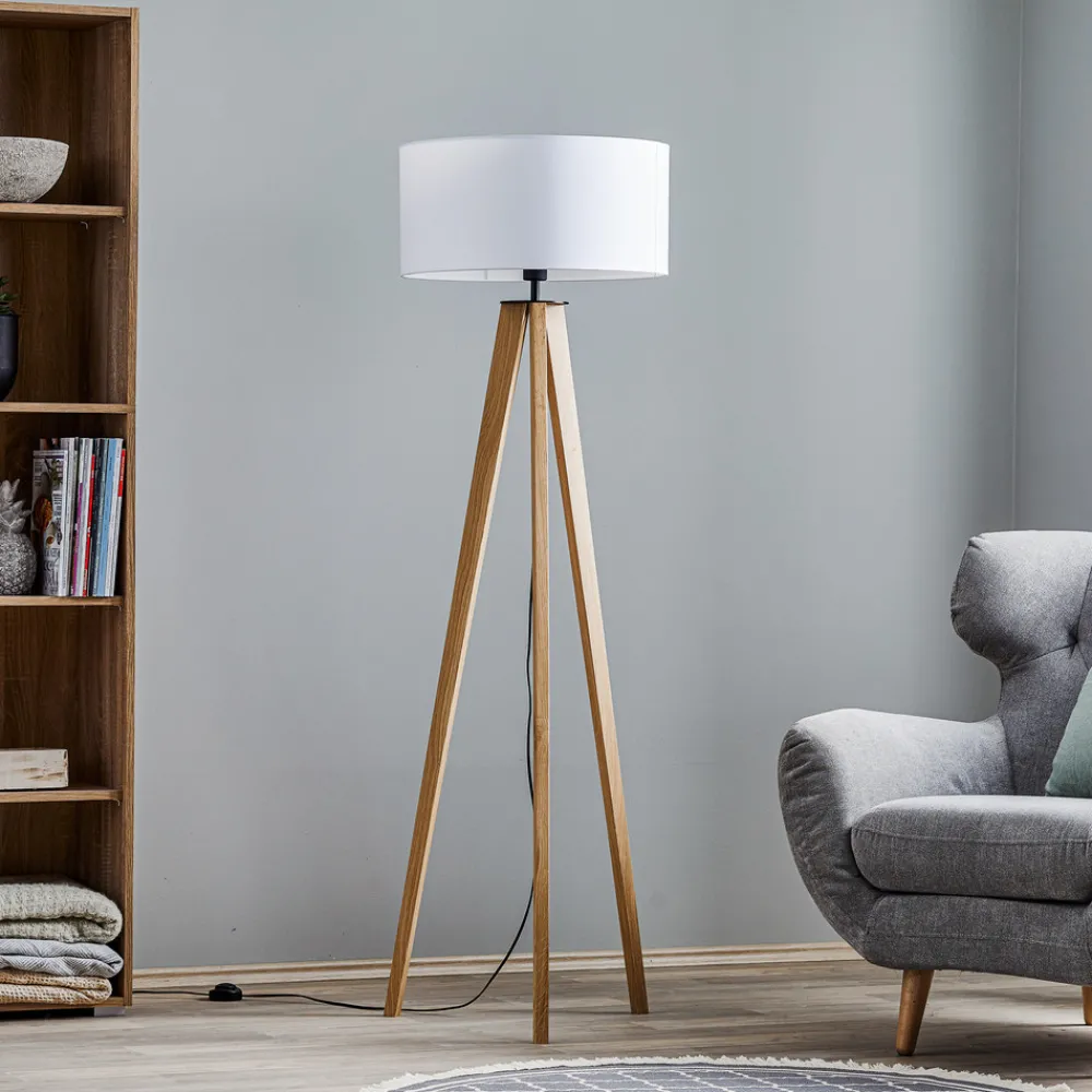 BRITOP Gulvlampe Maira, treben, eik oljet, hvit New